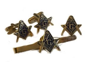 Freemason Masonic G Geometry Square Compass Gift Set, Cufflinks, Tie Clip, Lapel Badge