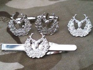 Gordon Highlanders Regimental Cufflink, Lapel Badge and Tie Clip Military Set