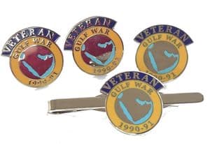 Gulf War Veteran Regimental Cufflink, Lapel and Tie Clip Set