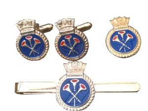 Hms Illustrious Regimental Cufflinks/ Tie Clip & Lapel Set