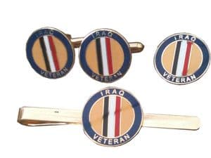 Iraq Veteran  Regimental Cufflinks Lapel and Tie Clip Set
