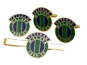 Malaya Veteran Regimental Cufflink, Lapel and Tie Clip Set V3