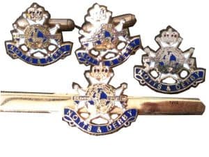Notts and Derby Regimental Cufflink, Lapel and Tie Clip Set