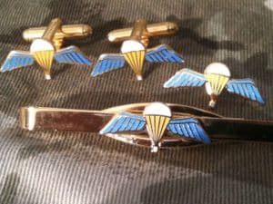 Parachute Qualification Wings Regimental Cufflink, Lapel and Tie Clip Set