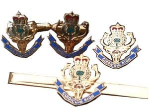 Queens Own Highlanders Gift Set Cufflinks, Tie Clp & Lapel Badge Set