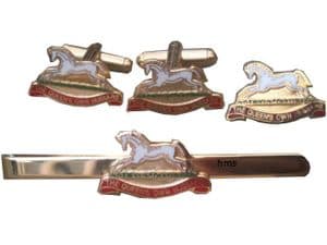Queens Own Hussars Gift Set, Cufflinks, Tie Clip, Lapel Badge