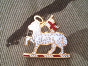 Queens Regiment West Surrey Lamb & Flag Regimental Enamel Lapel Badge