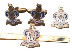 Queens Royal Hussars Gift Set, Cufflinks, Tie Clip, Lapel Badge