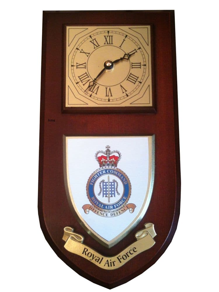 RAF Royal Air Force Fighter Command Regimental Wall Plaque Clock