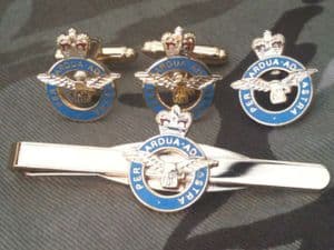 RAF Royal Air Force Gift Set, Cufflinks, Tie Clip, Lapel Badge