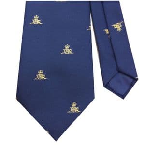 Royal Artillery Tie Gold Cap Badge Motif On Blue Military Tie