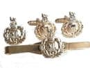 Royal Marines Gift Set, Cufflinks, Tie Clip, Lapel Badge Coloured Gold