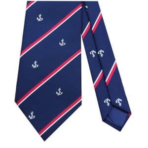 Royal Navy Regimental Cap Motif Stripe Crown & Anchor Military Tie
