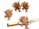 Royal Welsh Fusiliers Rampant Dragon Gift Set, Cufflinks, Tie Clip, Lapel Badge