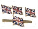 Union Jack Flag  Cufflink, Lapel and Tie Clip Set