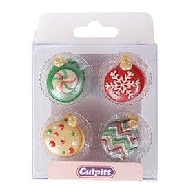 Christmas Bauble Sugar Pipings 12 piece
