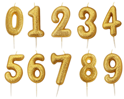 Gold glitter number candles