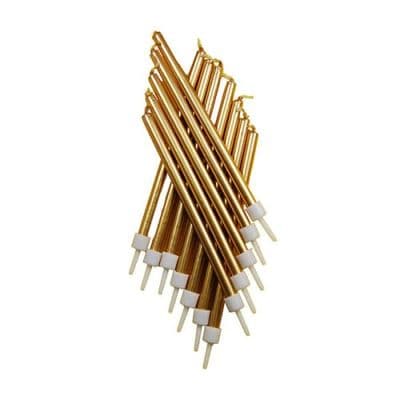 Gold tall candles 12 pack (10cm)