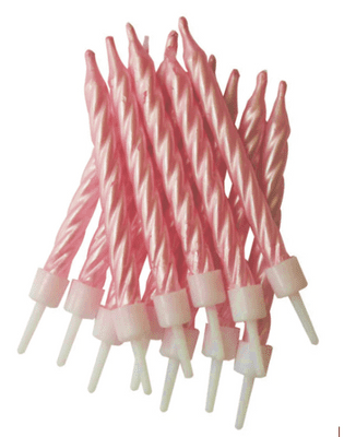 Pearlescent candles 12 pack (Pink, white or blue)