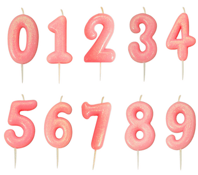 Pink glitter number candles