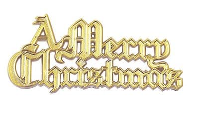 Plastic Merry Christmas Gold Coloured Motto
