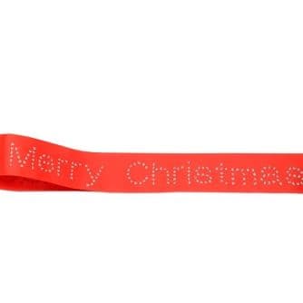 Red Merry Christmas ribbon with diamante
