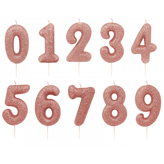 Rose gold glitter numbers