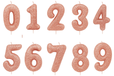 Rose gold glitter numbers