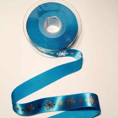 Teal Snowflake Ribbon