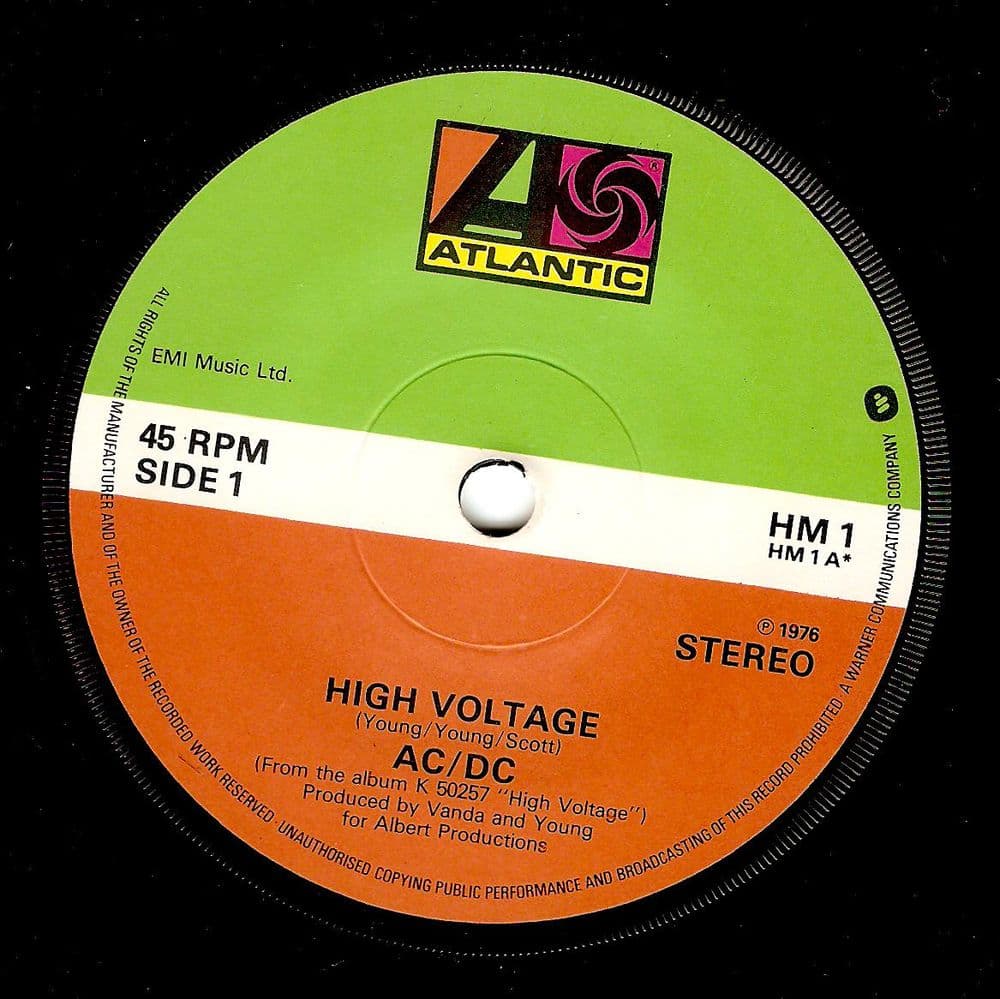AC/DC High Voltage Vinyl Record 7 Inch Atlantic 1980