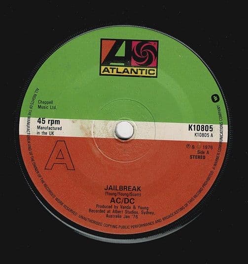 AC/DC Jailbreak Vinyl Record 7 Inch Atlantic
