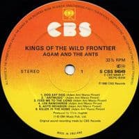 ADAM AND THE ANTS Kings Of The Wild Frontier Vinyl Record LP CBS 1980 UK 2nd Pressing S CBS 84549