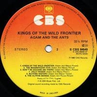 ADAM AND THE ANTS Kings Of The Wild Frontier Vinyl Record LP CBS 1980 UK 2nd Pressing S CBS 84549