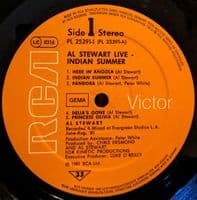 AL STEWART Live Indian Summer Vinyl Record LP German RCA 1981