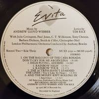 ANDREW LLOYD WEBBER AND TIM RICE Evita Vinyl Record LP MCA 1976