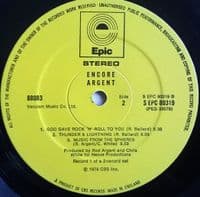 ARGENT Encore Vinyl Record LP Epic 1974