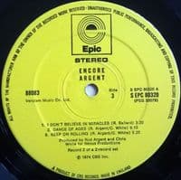ARGENT Encore Vinyl Record LP Epic 1974