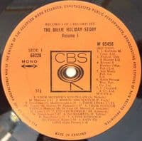 BILLIE HOLIDAY The Billie Holiday Story Volume I Vinyl Record LP CBS 1973