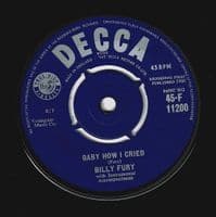 BILLY FURY Collette Vinyl Record 7 Inch Decca 1960 45-F 11200 Original Unboxed Label 45rpm Single
