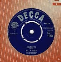 BILLY FURY Collette Vinyl Record 7 Inch Decca 1960 45-F 11200 Original Unboxed Label 45rpm Single