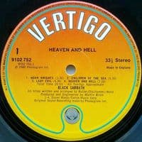 BLACK SABBATH Heaven And Hell Vinyl Record LP Vertigo 1980