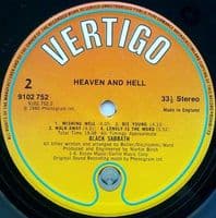 BLACK SABBATH Heaven And Hell Vinyl Record LP Vertigo 1980