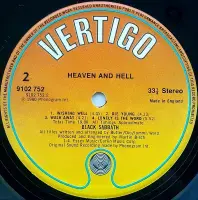 BLACK SABBATH Heaven And Hell Vinyl Record LP Vertigo 1980 Original UK Label Dot Variant