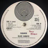 BLACK SABBATH Paranoid Vinyl Record LP Vertigo Swirl 1970 UK 2nd Press No Big Bear Credits 6360011