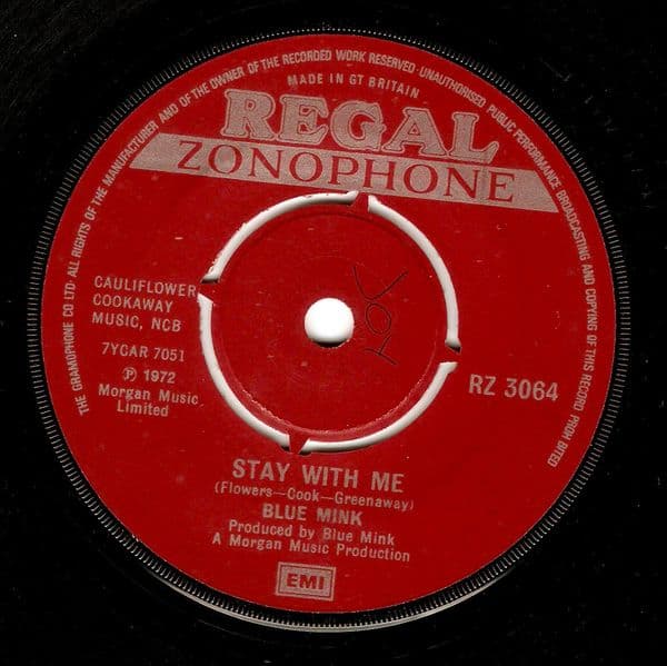 BLUE MINK Stay With Me Vinyl Record 7 Inch Regal Zonophone 1972.