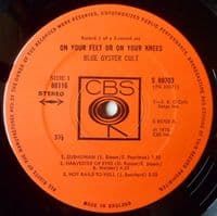 BLUE OYSTER CULT On Your Feet Or On Your Knees Vinyl Record LP CBS 1975