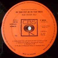 BLUE OYSTER CULT On Your Feet Or On Your Knees Vinyl Record LP CBS 1975
