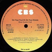 BLUE OYSTER CULT On Your Feet Or On Your Knees Vinyl Record LP CBS.