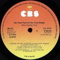BLUE OYSTER CULT On Your Feet Or On Your Knees Vinyl Record LP CBS.