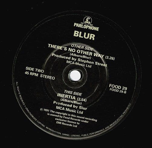 BLUR There s No Other Way Vinyl Record 7 Inch Food 1991